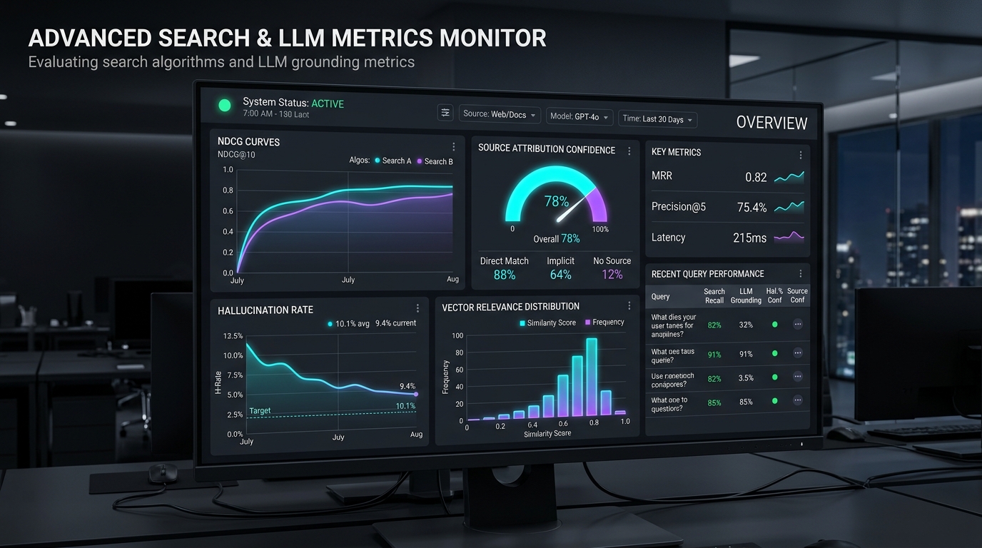Evaluating Product Metrics for Search Algorithms and LLM Grounding Cover