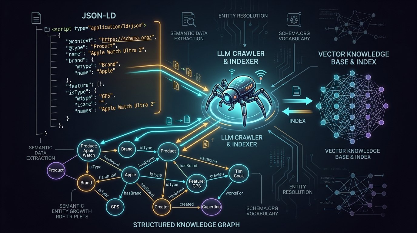 Optimizing JSON-LD Schema Markup for LLM Crawlers: The New Frontier of Semantic RAG Cover